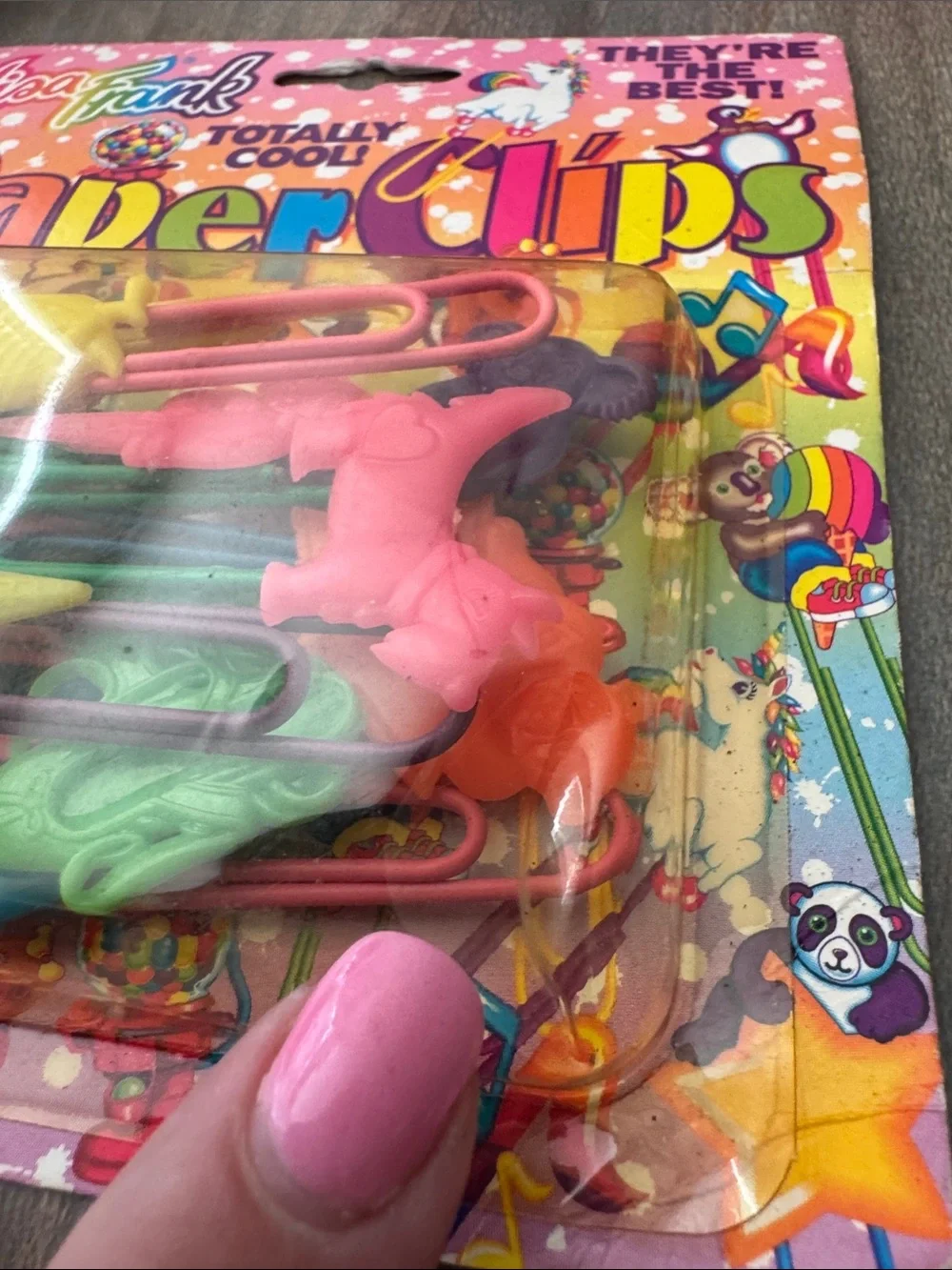 New old Stock Vintage Lisa Frank Rainbow Paper Clips - Bright Multicolor Shapes